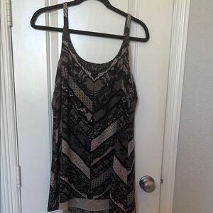 CAbi black/tan faux lace adjustable tank/camisole